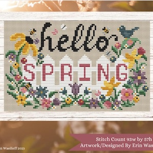 Hello Spring, cross stitch pattern by Erin Elizabeth