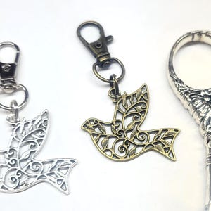 Filigree Bird Zipper Pull | Scissor Fob | Craft Tool Accessory – Bronze or Silver