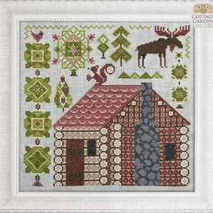 Log Cabin Cross Stitch Pattern: Cottage Garden Samplings #12