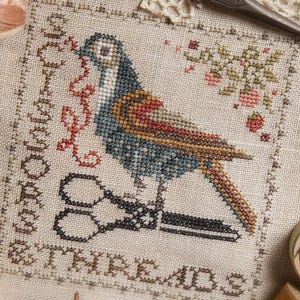 Sew Together #3 Scissors & Threads by Jeannette Douglas Designs, cross stitch blue