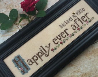 Happily Ever After by Heart In Hand, cross stitch pattern, wedding sampler
