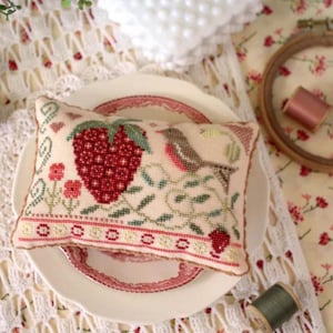 Strawberry Faire by October House Fiber Arts, cross stitch pattern image 1