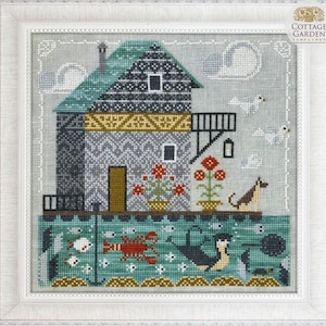 Fabulous House Series by Cottage Garden Samplings, cross stitch pattern, #9 Floating house