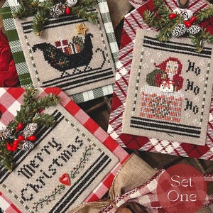 Christmas Cross Stitch Pattern: Folk Art Gift Tag Ornaments