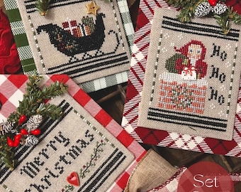Christmas Cross Stitch Pattern: Folk Art Gift Tag Ornaments