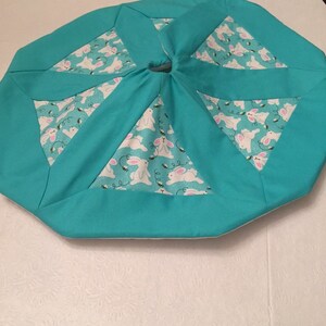 24&quot; Whimsical Blue Bunnies - tabletop skirt