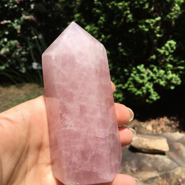 Grade A Lovely Translucent Pink Madagascar Rose Quartz Polished Crystal