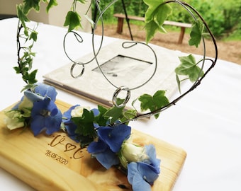 ring cushion wood / heart wedding / wedding accessory