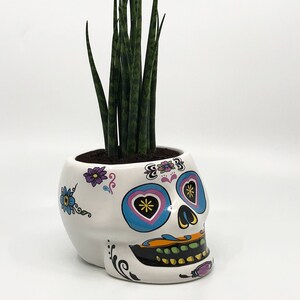 Halloween Pot, Skull Pot, Halloween Planter, Head Pot, Sugar Skull Pot, Goth Pot, Day of the Dead, Floral Skull, Zombies, Halloween Decor, image 8