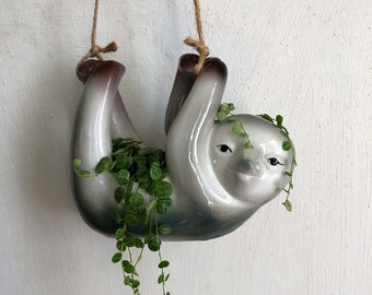 Hanging Sloth Planter, Succulent Planter, Sloth Pot, Sloth, Hanging Planter, Hanging Pot, Hanging Basket, Cute Planter, Animal Planter