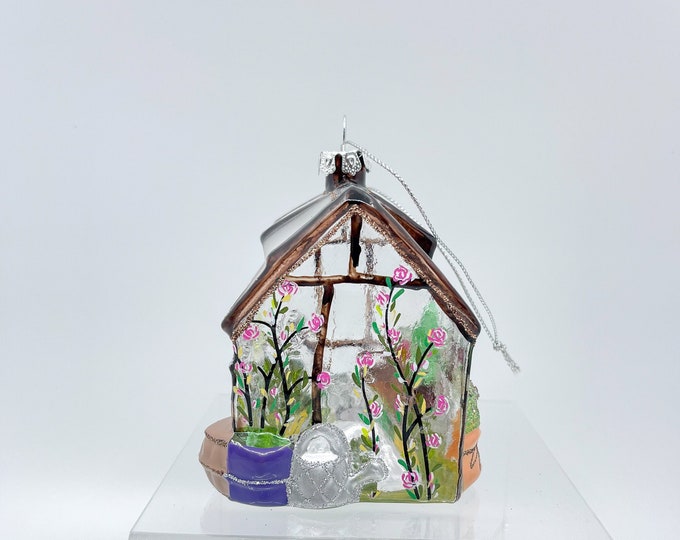 Large Greenhouse Ornament With Hand Painted Details Glass Etsy
