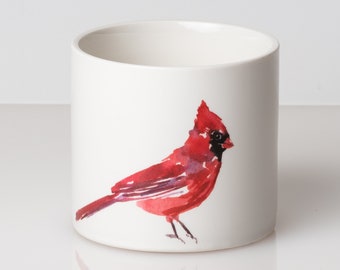 Holiday Cardinal Pot, 3.5 Inch Pot, Cardinal Planter, Xmas Pot, Xmas Planter, Christmas Pot, Christmas Decor, Xmas Decor, Holiday Decor
