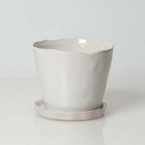 White Ceramic Planter with Saucer, Large Planter, Large Plant Pot, Pot with Saucer,4inch Pot, Succulent Planter,Large Flower Pot,Garden Pot