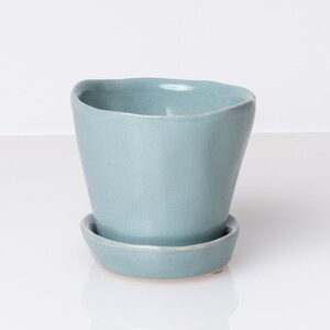 New Gray Ceramic Planter with Saucer, Small Planter, Small Plant Pot, Pot with Saucer, Succulent Planter, Mini Planter, Mini Pot, Ceramic