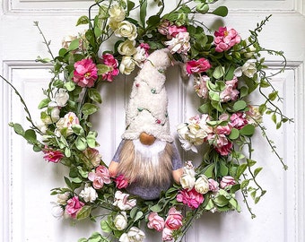 Large Rose Wreath in Pinks and White ~ 24 Inches