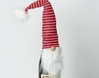 Christmas Gnome Bottle Topper ~ Holiday Bottle Topper ~ Striped Hat Gnome Wine Topper
