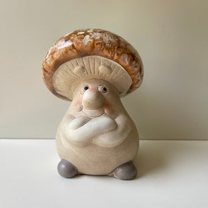 Anthropomorphic Mushroom Man for the Garden ~ Green Cap ~ Hand Painted