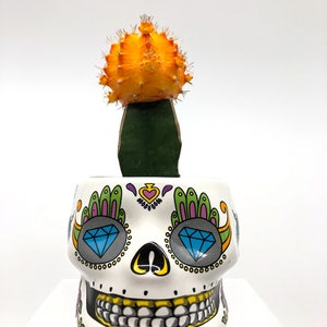 Halloween Pot, Skull Pot, Halloween Planter, Head Pot, Sugar Skull Pot, Goth Pot, Day of the Dead, Floral Skull, Zombies, Halloween Decor, image 6