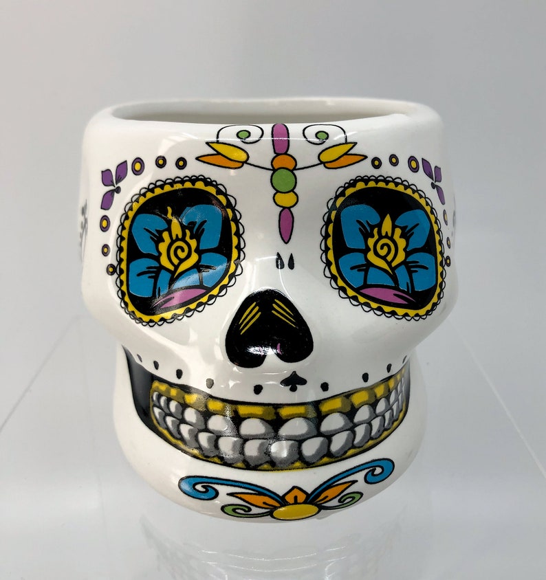 Halloween Pot, Skull Pot, Halloween Planter, Head Pot, Sugar Skull Pot, Goth Pot, Day of the Dead, Floral Skull, Zombies, Halloween Decor, image 3