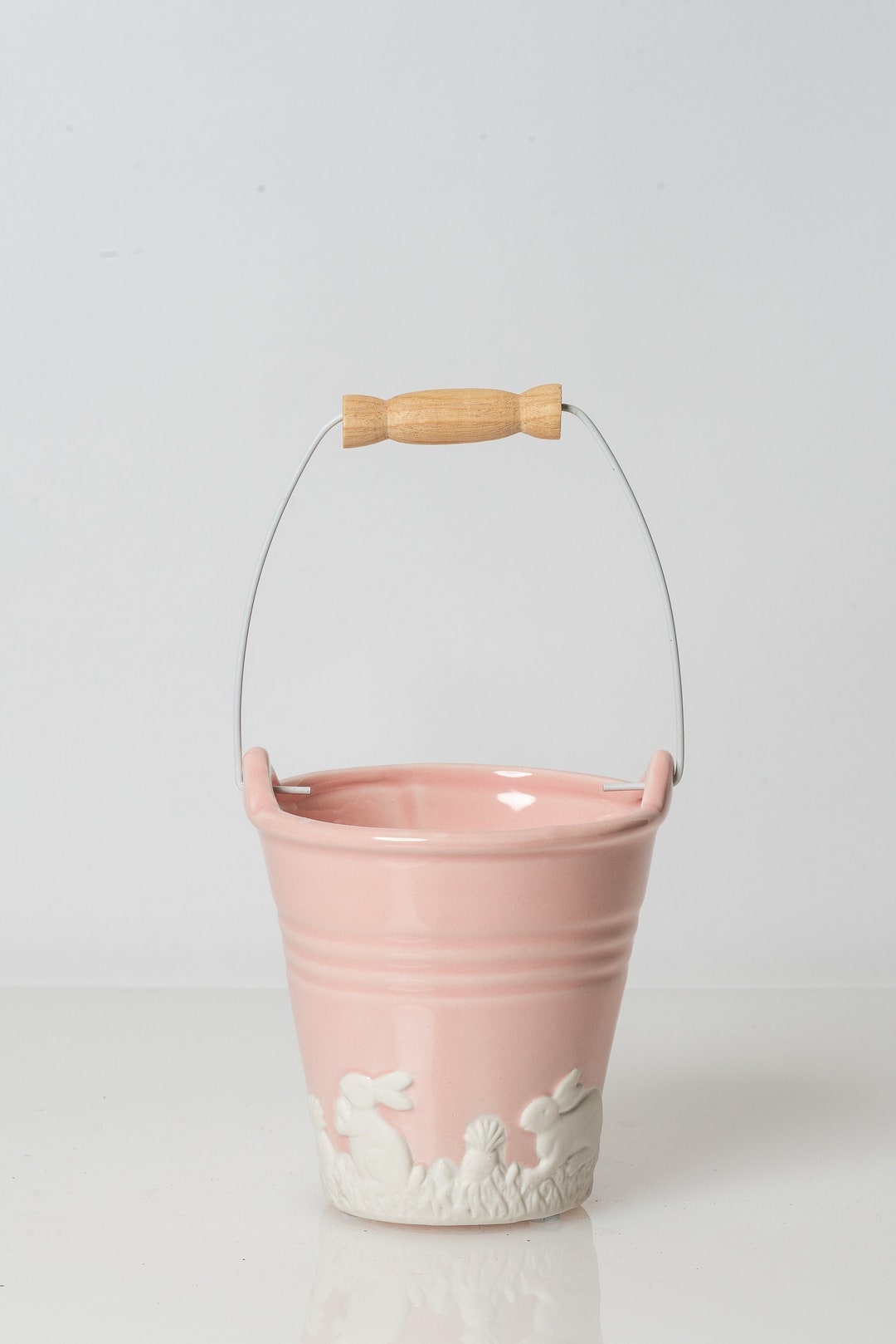 Medium Bunny Bucket, Pink Rabbit Bucket, Rabbit Pot, Easter Basket ...