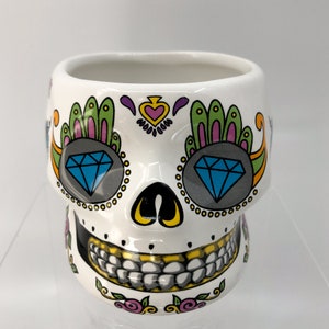 Halloween Pot, Skull Pot, Halloween Planter, Head Pot, Sugar Skull Pot, Goth Pot, Day of the Dead, Floral Skull, Zombies, Halloween Decor, image 5