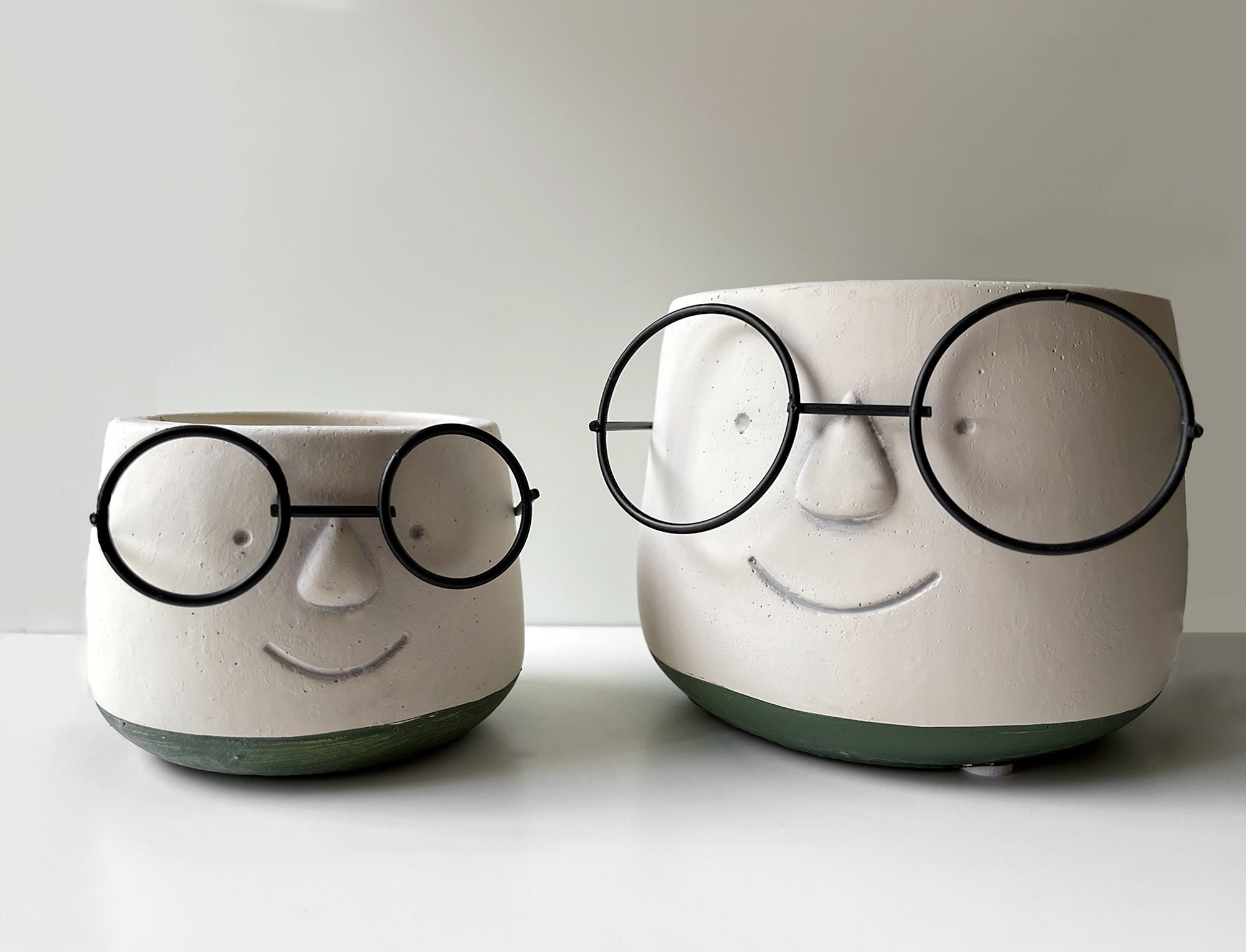 Face Pot With Eye Glasses Head Planter Nerd Head Pot Etsy