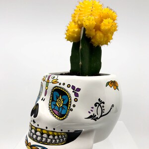 Halloween Pot, Skull Pot, Halloween Planter, Head Pot, Sugar Skull Pot, Goth Pot, Day of the Dead, Floral Skull, Zombies, Halloween Decor, image 4