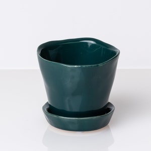 Spruce Ceramic Planter with Saucer, Small Planter, Small Plant Pot, Pot with Saucer, Succulent Planter, Mini Planter, Mini Pot, Ceramic