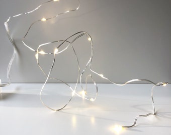 Silver Wire Lights, Fairy Lights, Mini Lights, Christmas Lights, LED Lights, String Lights, Light Garland, Lights for Craft, Lighting Decor