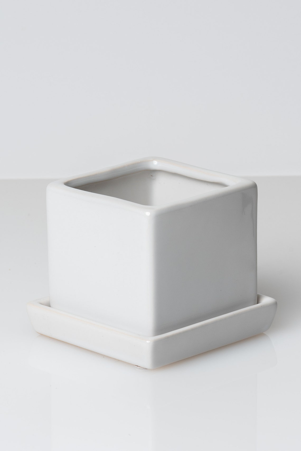 white cube planter