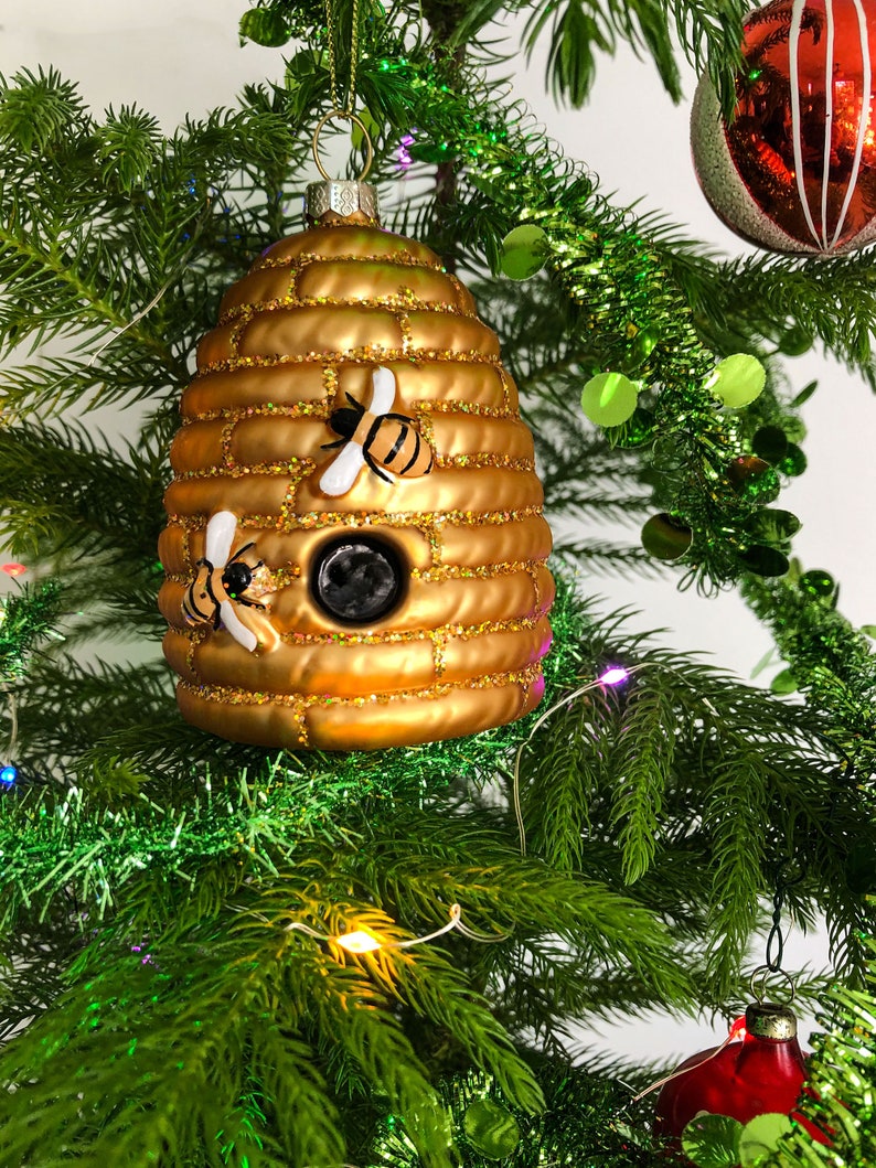 Bee Hive Ornament Bee Skep Ornament Honeybees Christmas | Etsy