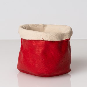 Pequeña jardinera roja de saco de Papá Noel, jardinera pequeña, maceta pequeña, jardinera suculenta, mini jardinera, mini maceta