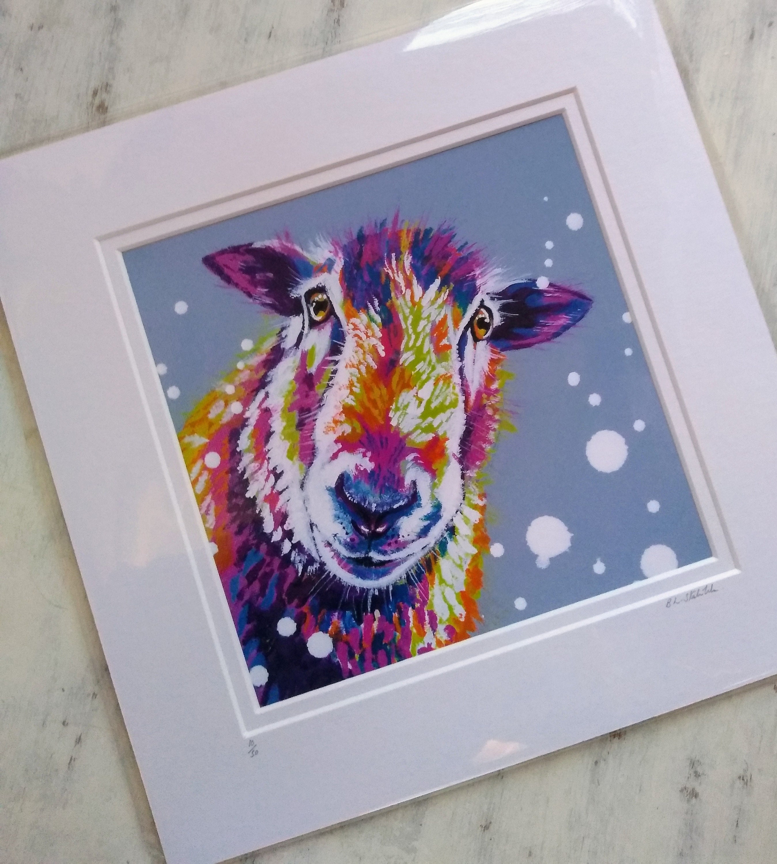 Sheep Print, Funny Bright Colourful Sheep Wall Art, Limited