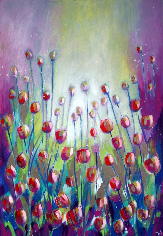 Tiptoe Through The Tulips Original Painting Canvas Flower Etsy