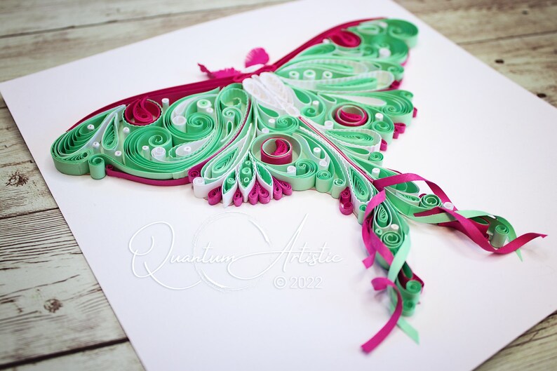 Quilled Luna Moth Video Tutorial Quilling Pattern image 9