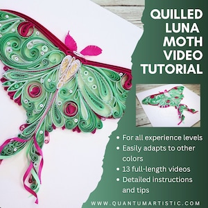 Quilled Luna Moth Video Tutorial Quilling Pattern image 1