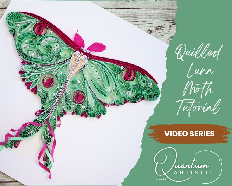 Quilled Luna Moth Video Tutorial Quilling Pattern image 2