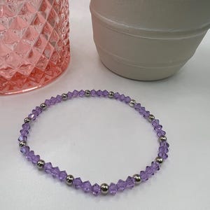 Purple beaded bracelet - Handmade jewelry | Gift for Her | Birthday Gift
