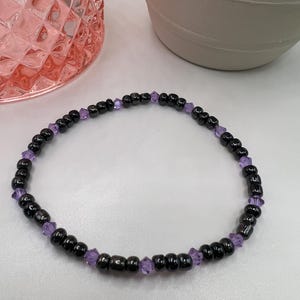 Handmade Purple Beaded Bracelet - 6.5 inch Stretchy Jewelry