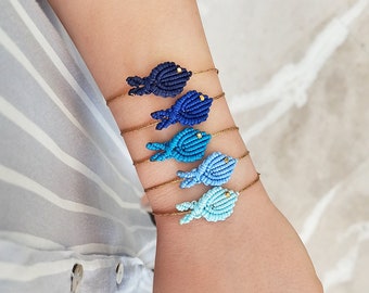 macrame fish bracelet, blue fish, greek jewelry, summer jewelry, fish jewelry, fish bracelet, beach bracelet, turquoise fish jewelry