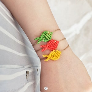 3 PCS macrame fish bracelet, summer jewelry, summer colors, macrame bracelet, macrame jewelry, fish bracelet, fish jewelry, orange