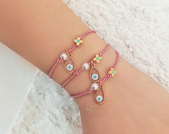 greek martakia, martis bracelet, march bracelet, martaki, greek jewelry, red bracelet, evil eye bracelet, gold cross, friendship bracelets