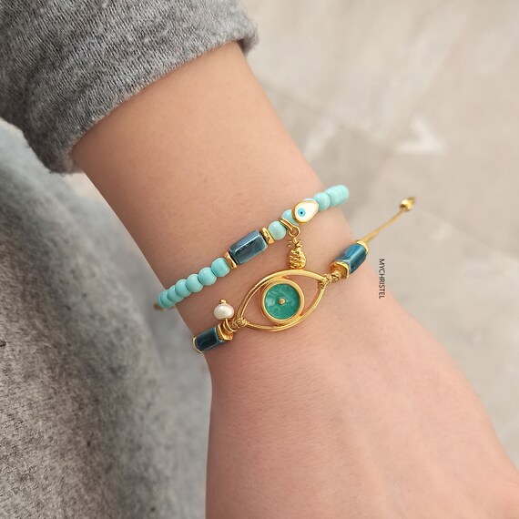 Turquoise Evil Eye Cord Bracelet