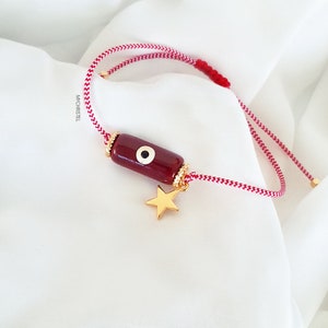 martakia, martaki, evil eye bracelet, ceramic evil eye charm, martis, martisor, gold star bracelet, greek jewelry, march bracelet, μαρτακια