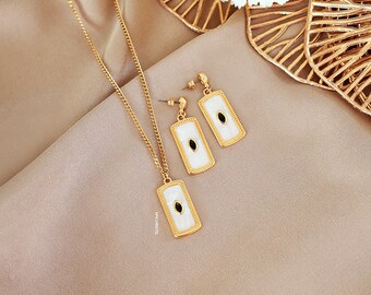 greek jewelry, necklace for women, necklace and earrings set, gold earrings, gold chain necklace, earrings set, autumn jewelry set