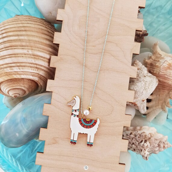 Llama Necklace Llama Jewelry Alpaca Greek Jewelry Blue Military Chain Necklace Gold Star Necklace Pendant Necklace Summer Jewelry Etsy
