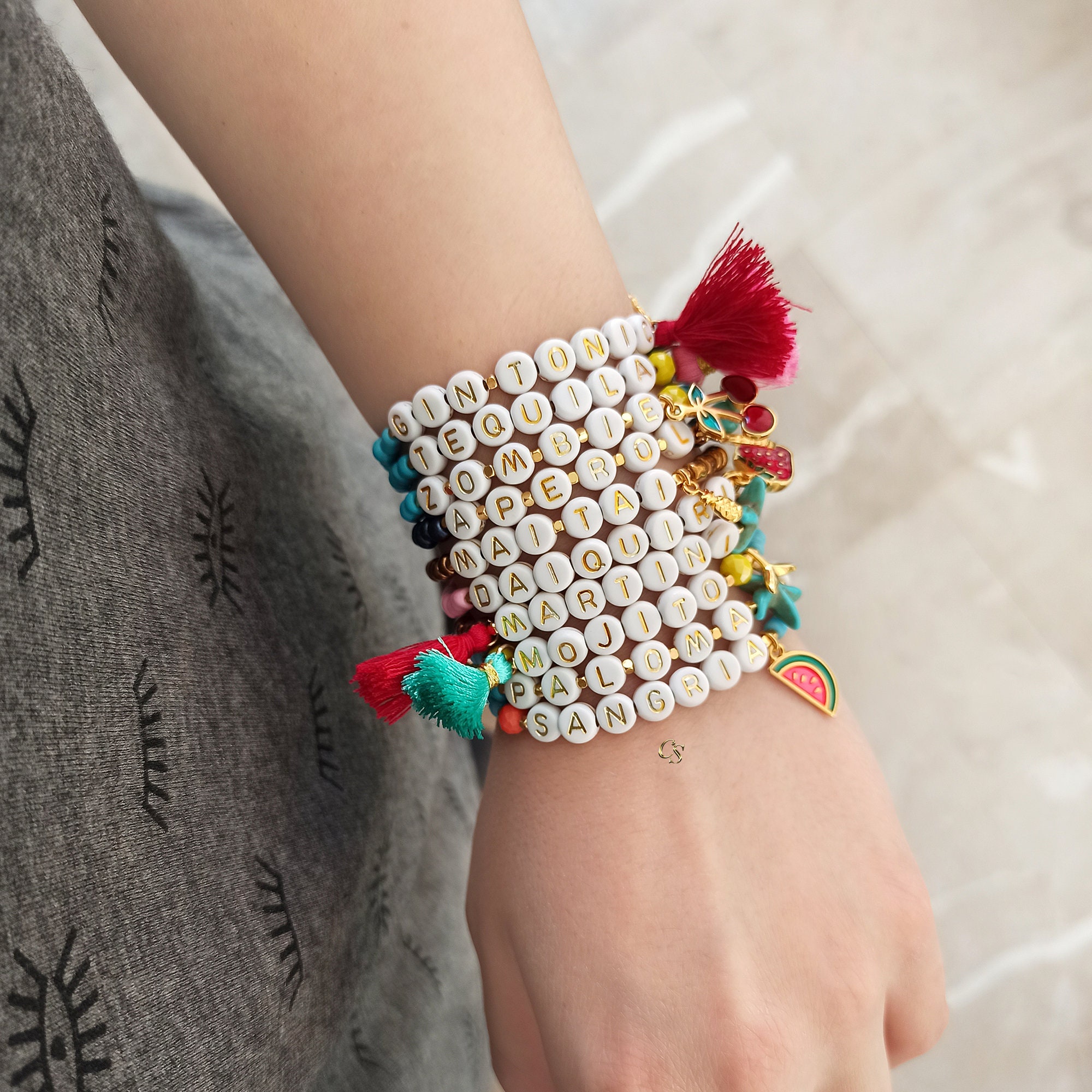 Summer Drink Bracelet Drink Names Custom Made Bracelets Etsy