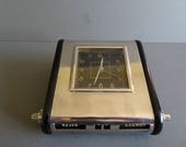 Mofem. Hungarian art deco bakelte chrome desk clock and calendar. Circa 1930