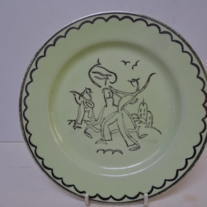 Clarice Cliff Bizarre plate. Designed by Ernest Procter (Artist). Artists in Industry. 1930s Art Deco