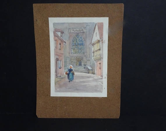 アンティーク　水彩画 オリジナルのアンティーク水彩画。署名なし。印象派風 - Etsy 日本